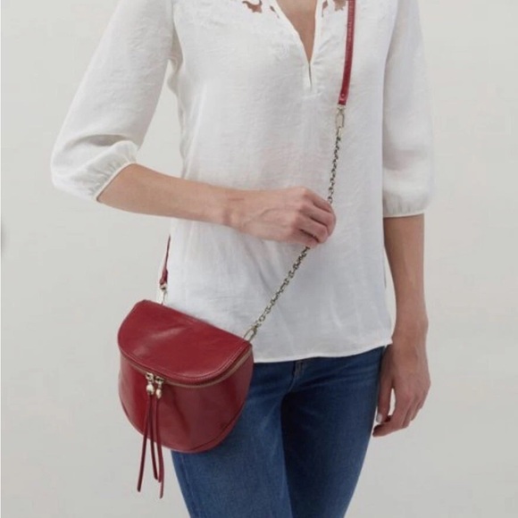 HOBO Foster Cardinal Red Leather Crossbody Bag - Picture 1 of 11